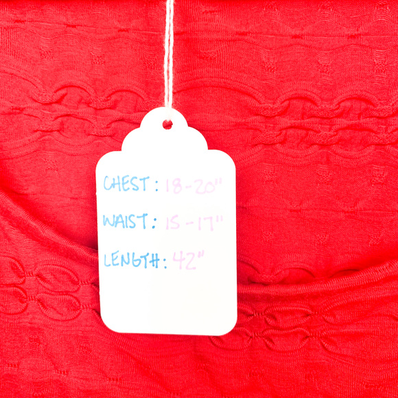 Max Studio Short Sleeve Form Fitting Mid Length Red Dress - Picture 3 of 9